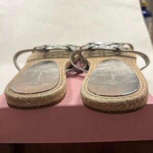 Tory Burch Bombe’ Miller Espadrille Slide Metallic Silver Finish Size 10